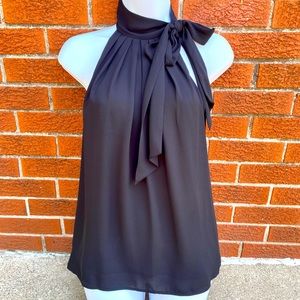 Express High Neck Side Tie Black Tank